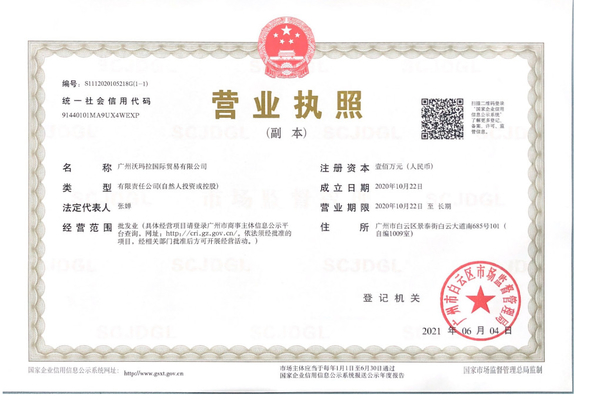 China Guangzhou Womala International Trade Co., Ltd. certification